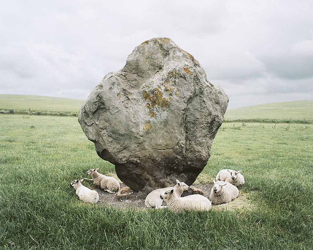 Barry Andersen Sheep and Standing Stone, Avebury, England, 1995
