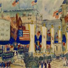 <a href="https://spencerartapps.ku.edu/collection-search#/object/728" target="_blank"><i>Flags of the Allies</i> by Hayley Lever</a>