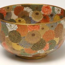 <a href="https://spencerartapps.ku.edu/collection-search#/object/4220" target="_blank"><i>bowl with chrysanthemums</i> by Miyagawa Kōzan</a>