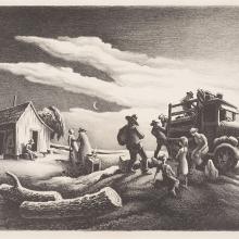 <a href="https://spencerartapps.ku.edu/collection-search#/object/10047" target="_blank"><i>Departure of the Joads</i> by Thomas Hart Benton</a>