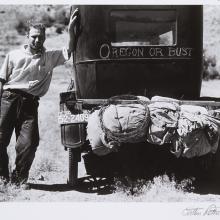 <a href="https://spencerartapps.ku.edu/collection-search#/object/15121" target="_blank"><i>Vernon Evans (with his family) of Lemmon, South Dakota, near Missoula, Montana on Highway 10. Leaving grasshopper-ridden and drought-stricken area for a new start in Oregon or Washington.</i> by Arthur Rothstein</a>