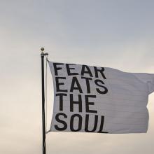 <i>Untitled 2017 (Fear Eats the Soul) (White Flag)</i> by Rirkrit Tiravnija, photo by Guillaume Ziccarelli, courtesy of Creative Time