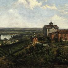 <a href='https://spencerartapps.ku.edu/collection-search#/object/10527' target='_blank'><i>View of Old North College</i> by James Hess</a>