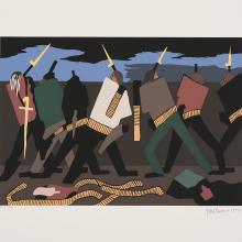 <a href='https://spencerartapps.ku.edu/collection-search#/object/61511' target='_blank'><i>John Brown held Harper's Ferry for twelve hours. His defeat was a few hours off.</i> by Jacob Lawrence</a>
