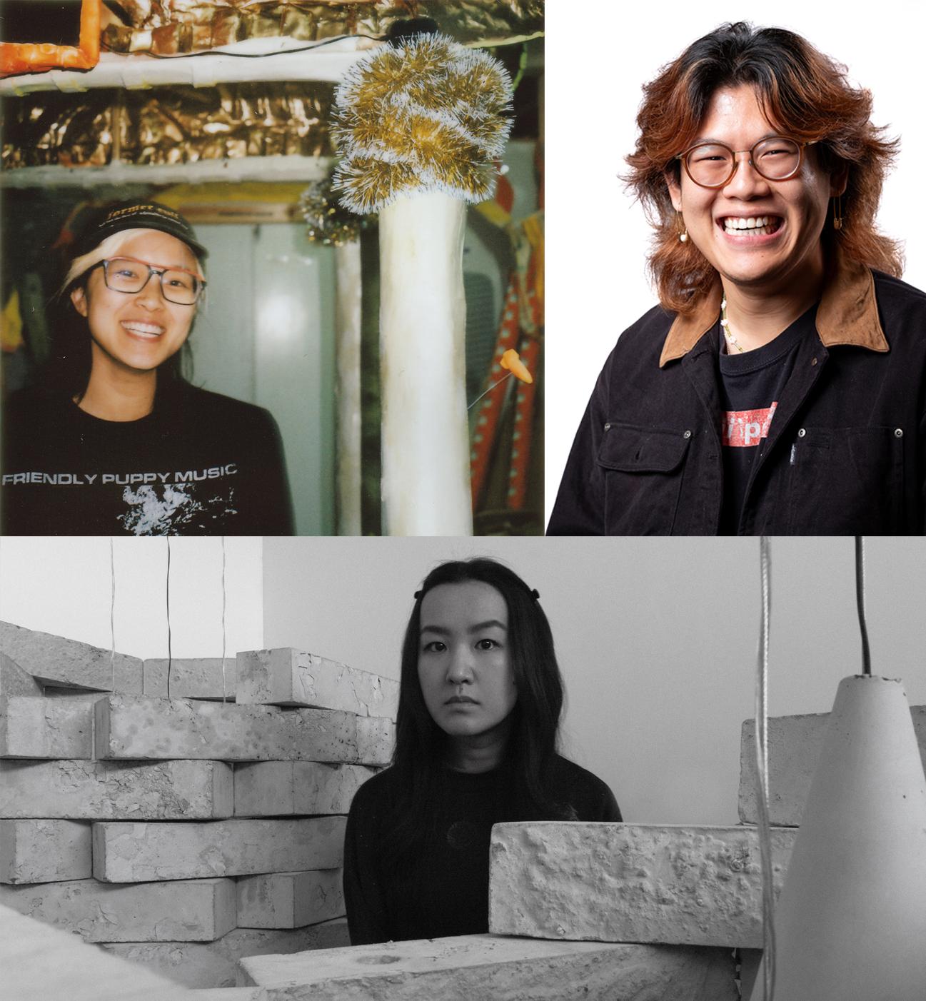 Composite image of three headshots of Asian adults